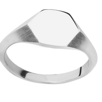 Small Hexagon signet ring (11.5x10) in Platinum, with a Thin style band.