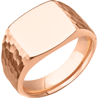 Medium Cushion signet ring (14x14mm) in 18K Rose Gold, with a Wide style band.
