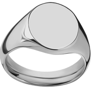 Medium Oval signet ring (16x13mm) in Titanium, with a Wide style band.