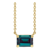 14K Yellow Gold Lab-Grown Alexandrite 18" Necklace