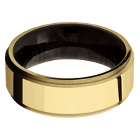 10K Yellow Gold + Polish , Sand Finish + Ebony