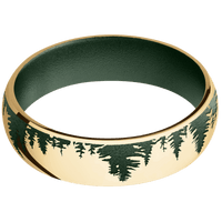 10K Yellow Gold + Polish Finish + Highland Green