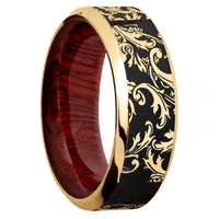 10K Yellow Gold + Polish , Polish Finish + Blood Wood