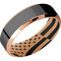14K Rose Gold + Polish , Polish Finish + Black
