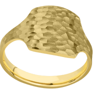 Medium Cushion signet ring (14x14mm) in 14K Yellow Gold, with a Cigar style band.