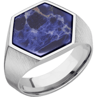 Large Hexagon signet ring (18.5x16mm) in Titanium, with a Wide style band, a Sodalite inlay.