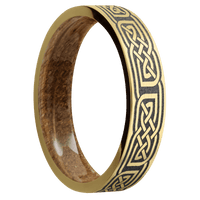 14K Yellow Gold + Satin Finish + Whiskey Barrel