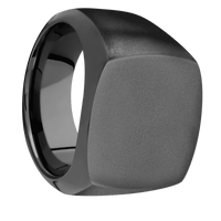 Large Cushion signet ring (18x18mm) in Zirconium, with a Wide style band.