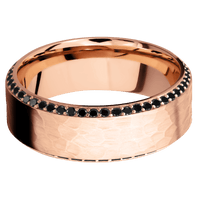 14K Rose Gold + Hammer , Polish Finish