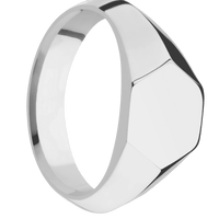 Small Hexagon signet ring (11.5x10) in Titanium, with a Wide style band.