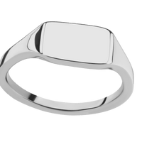 Small Horizontal Rectangle signet ring (12x9mm) in Titanium, with a Thin style band.