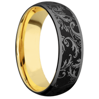 Zirconium + Polish Finish + 14K Yellow Gold