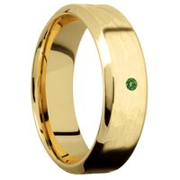 10K Yellow Gold + Hammer , Polish Finish