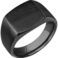 Medium Cushion signet ring (14x14mm) in Zirconium, with a Wide style band.