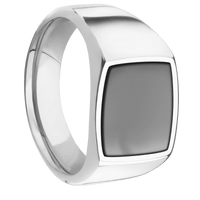Medium Cushion signet ring (14x14mm) in Cobalt Chrome, with a Wide style band, a Zirconium inlay.