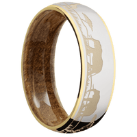 14K Yellow Gold + Polish Finish + Whiskey Barrel