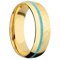 10K Yellow Gold + Hammer , Polish Finish