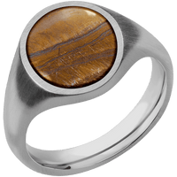 Medium Oval signet ring (16x13mm) in Titanium, with a Thin style band, a Tigers Eye inlay.