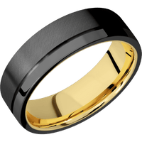 Zirconium + Anglesatin , Polish Finish + 14K Yellow Gold