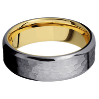 Tantalum + Hammer , Polish Finish + 14K Yellow Gold