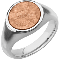 Medium Circle signet ring (14mm) in Platinum, with a Wide style band, a 14K Rose Gold inlay.