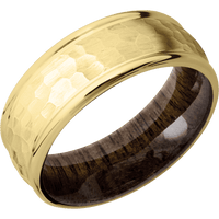 18K Yellow Gold + Hammer , Polish Finish + Walnut