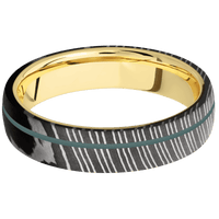 Damascus + Acid Finish + 10K Yellow Gold