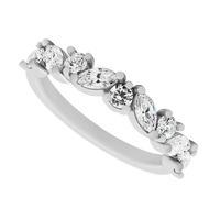 14K White Gold band with alternating 5 Round Lab Grown Diamond and 4 Marquise Lab Grown Diamond having TCW-.85