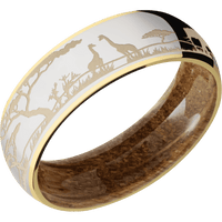 14K Yellow Gold + Polish Finish + Whiskey Barrel