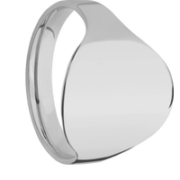 Large Circle signet ring (18mm) in Titanium, with a Cigar style band.