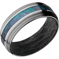 14K White Gold + Polish , Sand Finish + Forged Carbon Fiber