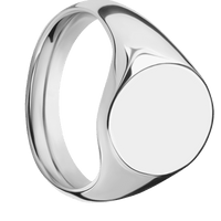 Medium Oval signet ring (16x13mm) in Cobalt Chrome, with a Wide style band.