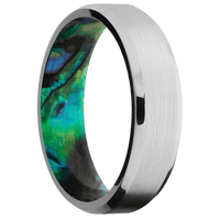 14K White Gold + Satin , Polish Finish + Abalone