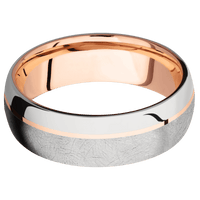 14K White Gold + Distressed , Polish Finish + 14K Rose Gold