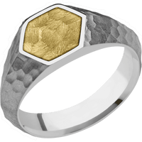 Small Hexagon signet ring (11.5x10) in Titanium, with a Wide style band, a 14K Yellow Gold inlay.