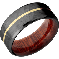 Zirconium + Hammer , Polish Finish + Blood Wood