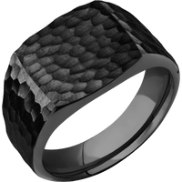 Medium Cushion signet ring (14x14mm) in Zirconium, with a Wide style band.