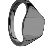 Small Rectangle signet ring (12x9mm) in Zirconium, with a Thin style band.