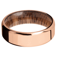 14K Rose Gold + Polish , Polish Finish + Koa
