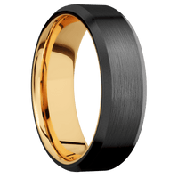 Zirconium + Satin , Bead Finish + 14K Yellow Gold