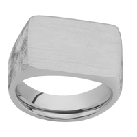 Large Horizontal Rectangle signet ring (20x14.5mm) in Titanium, with a Wide style band.