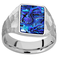 Medium Rectangle signet ring (16x11.5mm) in Palladium Silver, with a Wide style band, a Blue Purple Abalone inlay.