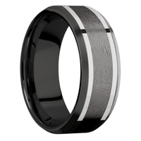 Tantalum Noir + Distressed , Bead Finish + Zirconium