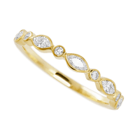 14K Yellow Gold band with 4 Round and 5 Marquise Lab Grown Diamond having TCW-.56