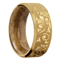 10K Yellow Gold + Anglesatin , Satin Finish + Whiskey Barrel