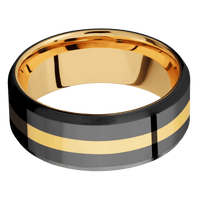 Zirconium + Polish , Satin Finish + 14K Yellow Gold