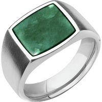 Medium Cushion signet ring (14x14mm) in Palladium Silver, with a Wide style band, a Washington Green Jade inlay.