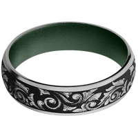 14K White Gold + Satin Finish + Highland Green