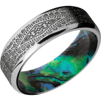 14K White Gold + Stone , Polish Finish + Abalone