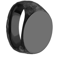 Large Horizontal Oval signet ring (20x16mm) in Zirconium, with a Wide style band.